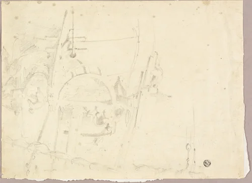 Ship with Sailors by Willem van de Velde, drawing, 1653-1707