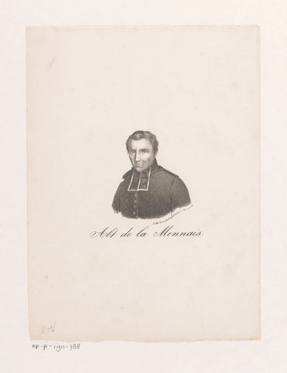 Portret van Jean-Marie de Lamennais by anonymous, print, 1829-1830