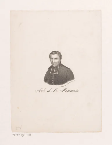 Portret van Jean-Marie de Lamennais by anonymous, print, 1829-1830