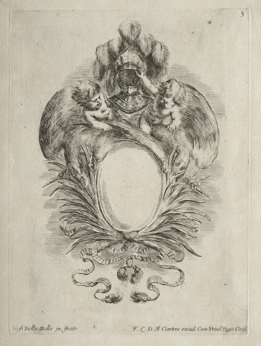 Collection of Various Caprices and New Designs of Cartouches and Ornaments: No. 5 by Stefano della Bella, print, 1646