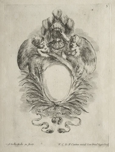 Collection of Various Caprices and New Designs of Cartouches and Ornaments: No. 5 by Stefano della Bella, print, 1646