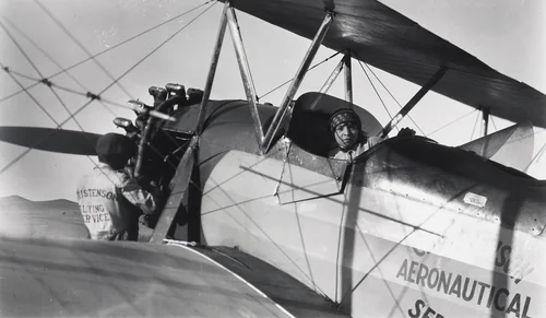 Josephine Jumping Eagle in Airoplane (sic). by Eugene Buechel, photograph, 1928