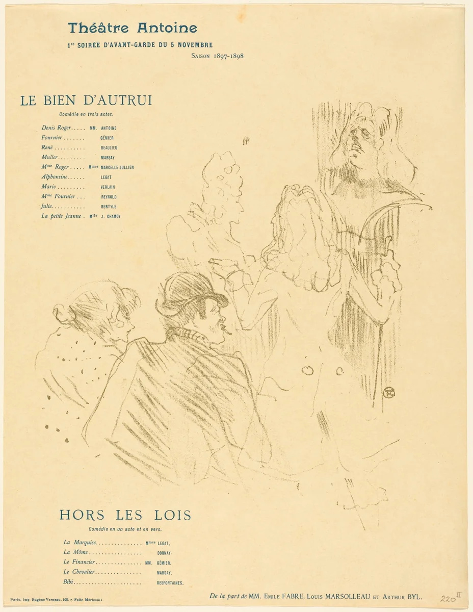 Homage to Moliere (Hommage à Molière) by Henri de Toulouse-Lautrec, print, 1897