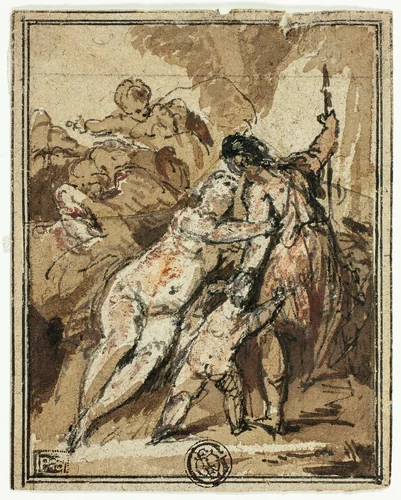 Venus Trying to Retain Adonis by Jacob de Wit, drawing, 1600-1799