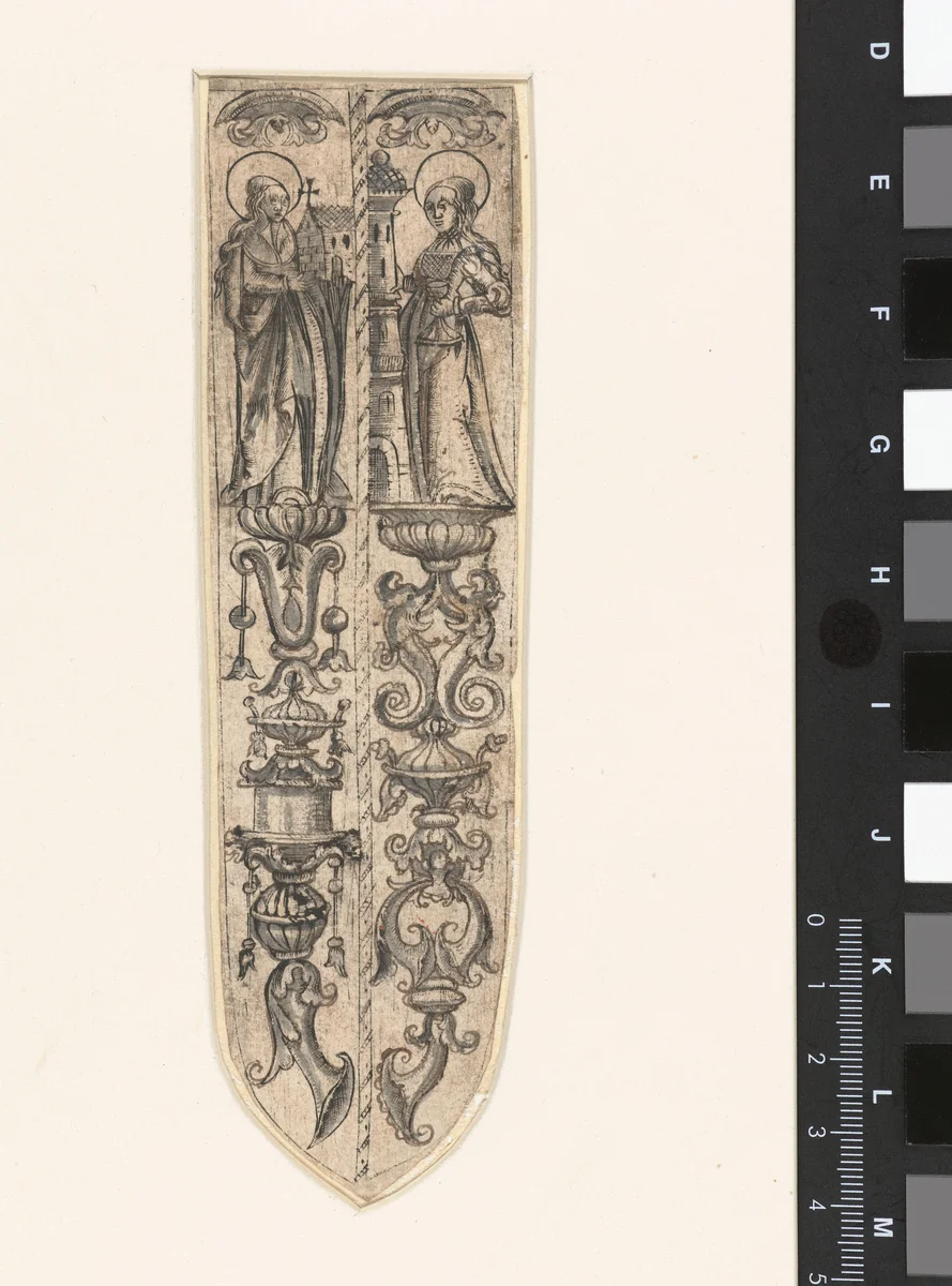 Ontwerp voor een dolkschede by Monogrammist AS, drawing, 1400-1500