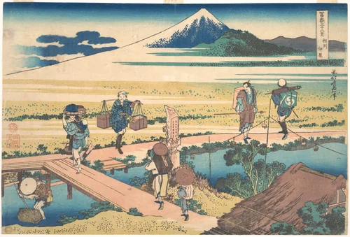 Nakahara in Sagami Province (Sōshū Nakahara), from the series Thirty-six Views of Mount Fuji (Fugaku sanjūrokkei) by Katsushika Hokusai (葛飾 北斎), print, 1820-1842