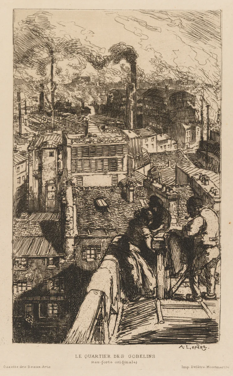 Gazette des Beaux-Arts: Le Quartier des Gobelins by Auguste Louis Lepère, print, 1889