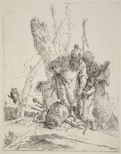 Two Turbaned Magicians and a Boy by Giovanni Battista Tiepolo, print, 1696-1770