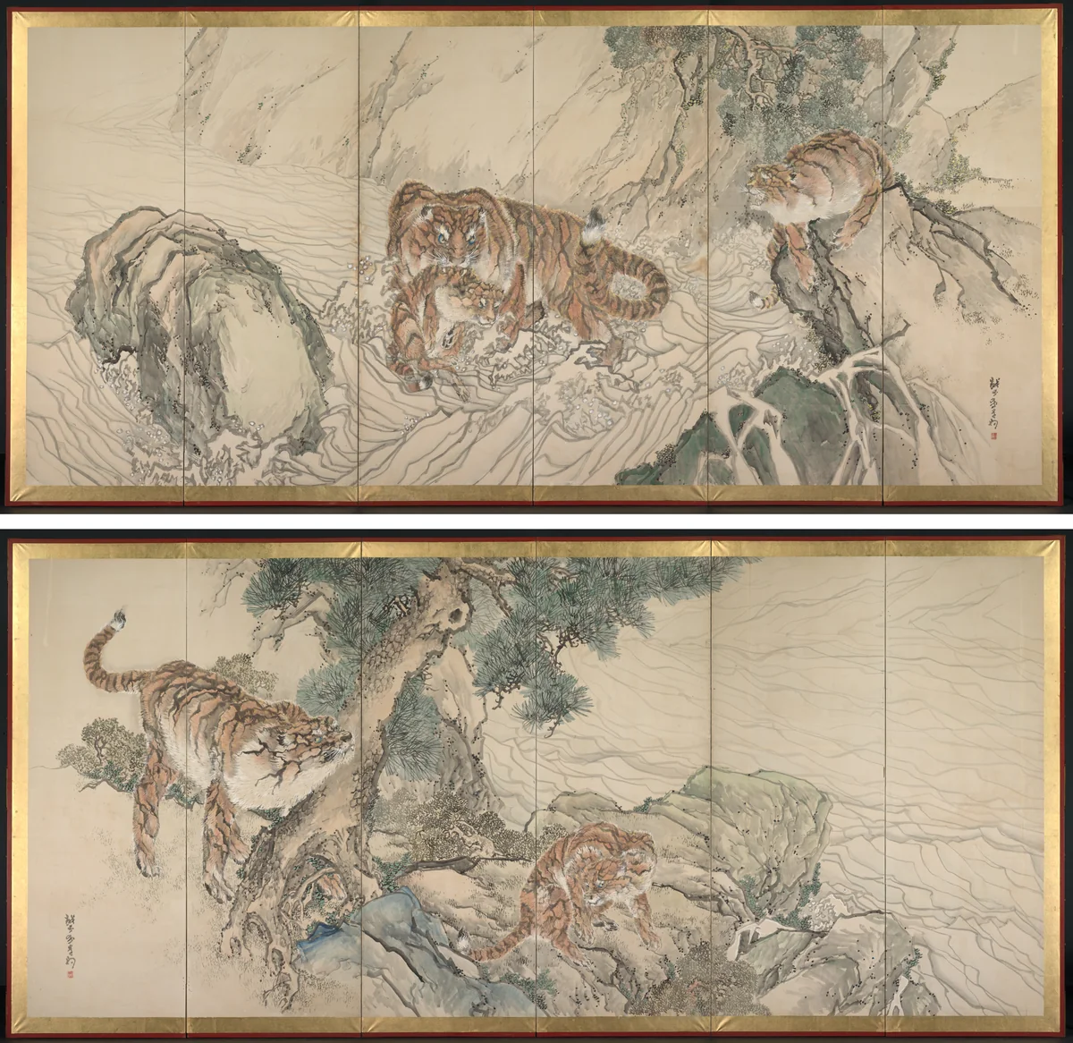 Tiger Family by Kishi Ganku, painting, 1800-1838