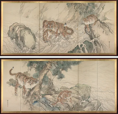 Tiger Family by Kishi Ganku, painting, 1800-1838
