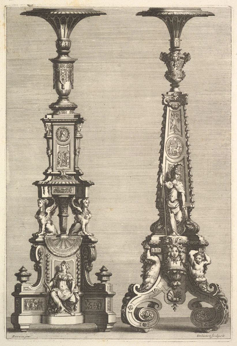 Two Torchères by Juan Dolivar, print, 1692