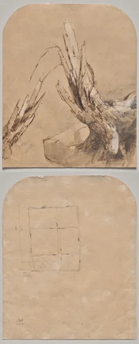 A Blasted Tree (recto) Floorplan (verso) by Jasper Cropsey, drawing, 1851