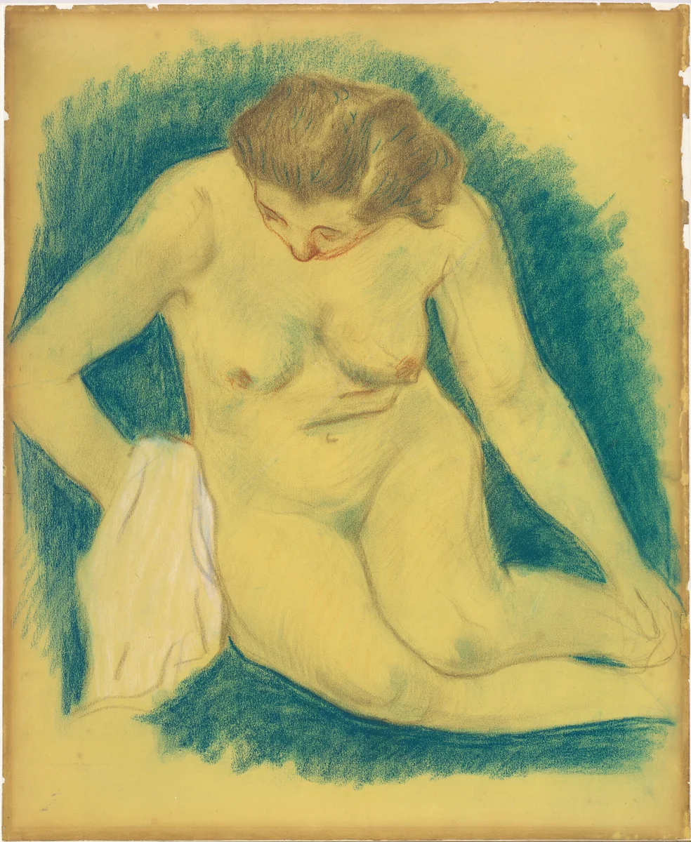 Seated Nude Seen from Above by Paul Gauguin, drawing, 1888-1889