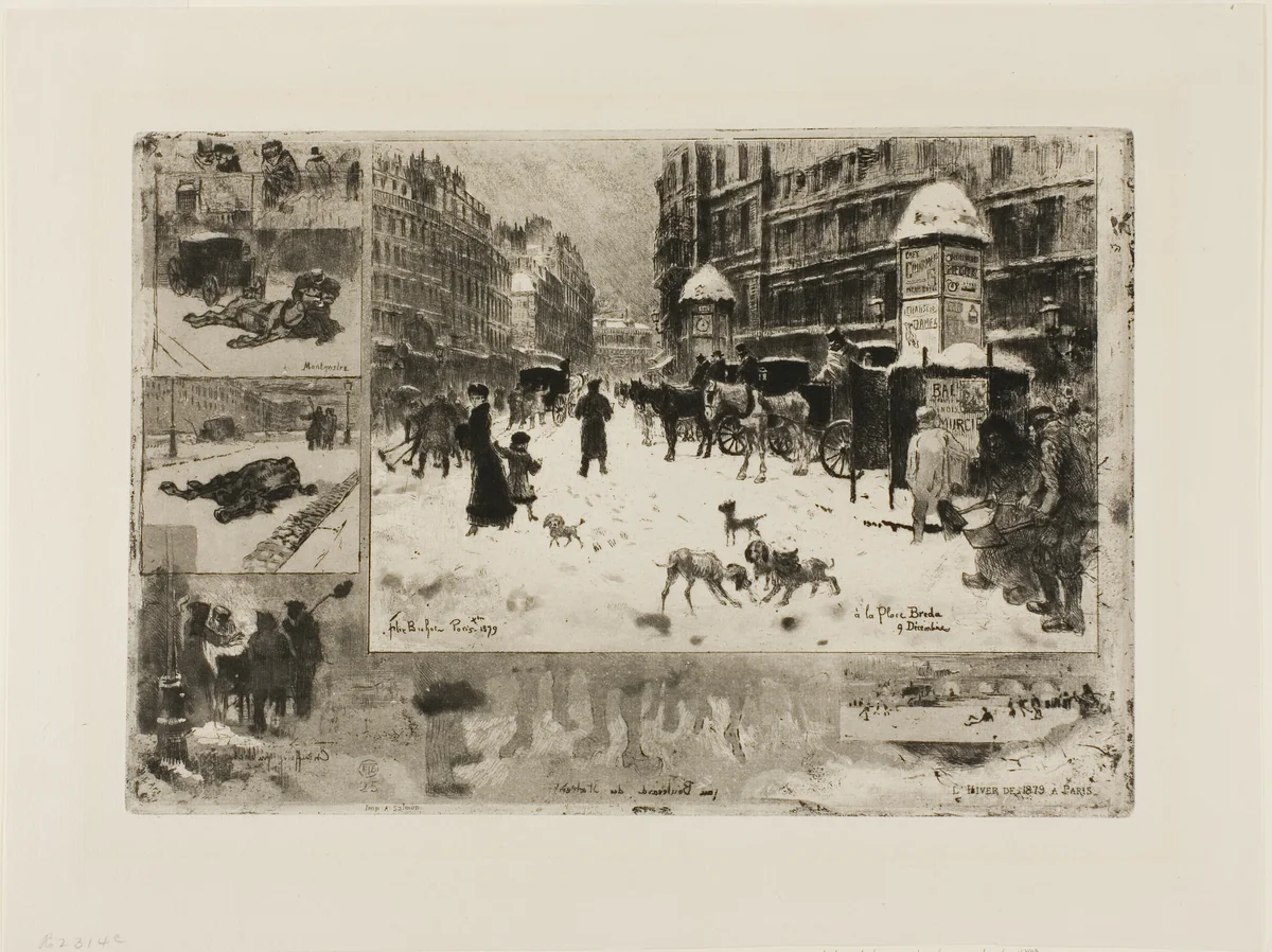 Winter in Paris by Félix Hilaire Buhot, print, 1879