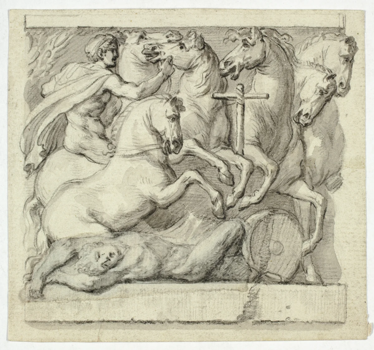 Copy after Sarcophagus by Unknown Artist, drawing, 1701-1800