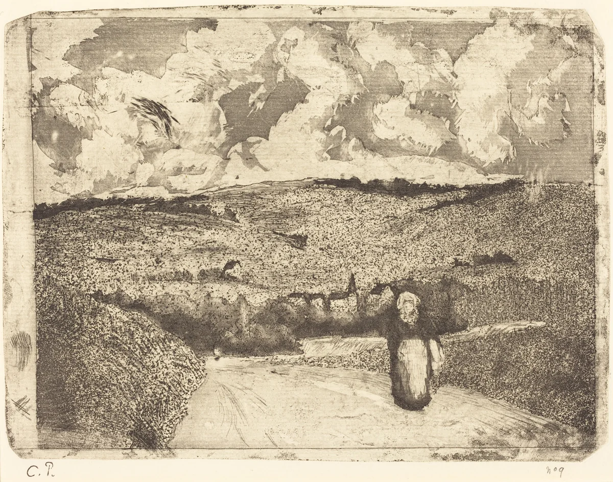 Woman on the Road (La femme sur la route) by Camille Pissarro, print, 1879