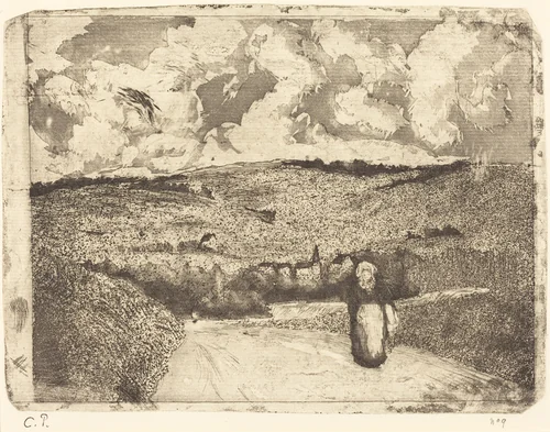 Woman on the Road (La femme sur la route) by Camille Pissarro, print, 1879