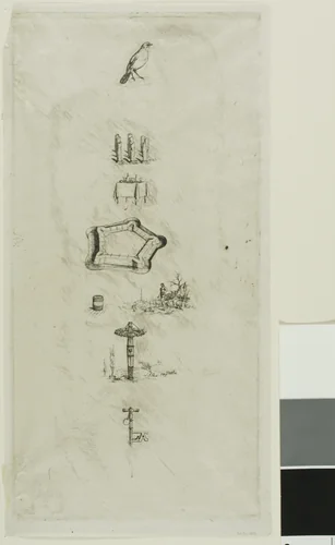 Rebus: Béranger was not Really Strong, for he Never had the Key of the Fields by Charles Meryon, print, 1863