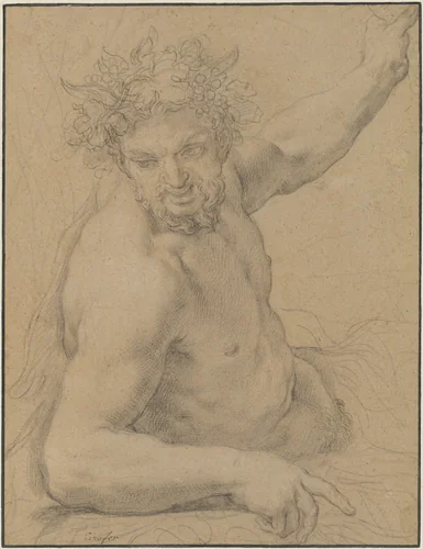 Faun Reclining by Ciro Ferri, drawing, 1660-1680