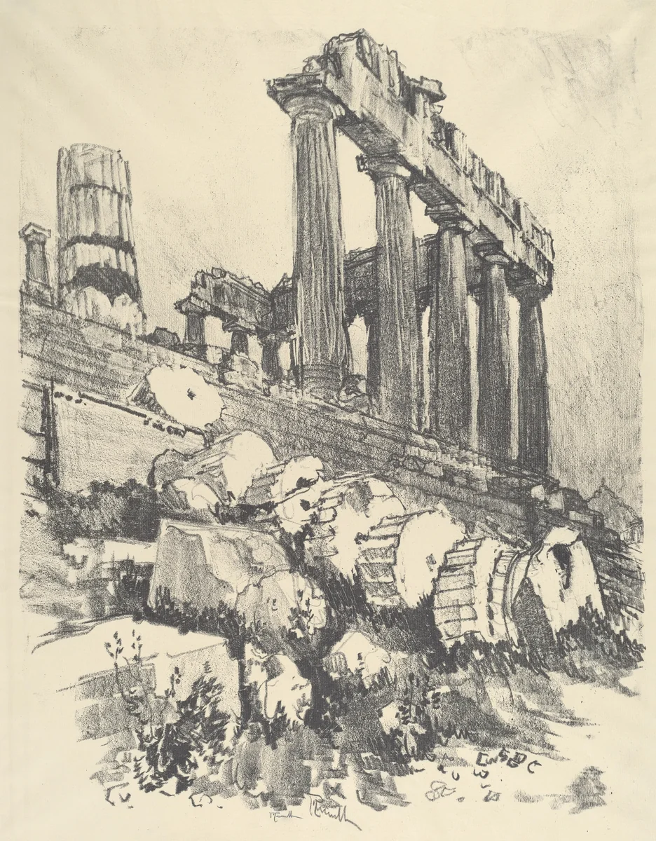 The Fallen Column, Athens by Joseph Pennell, print, 1913