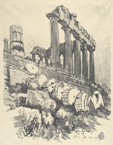 The Fallen Column, Athens by Joseph Pennell, print, 1913