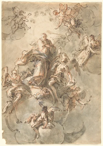 Virgin of the Immaculate Conception by Domenico Mondo; Franz Anton Maulbertsch, drawing, 1755-1765
