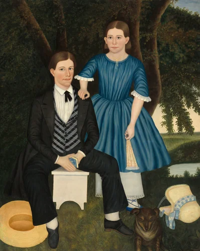 Brother and Sister by American 19th Century, painting, 1845