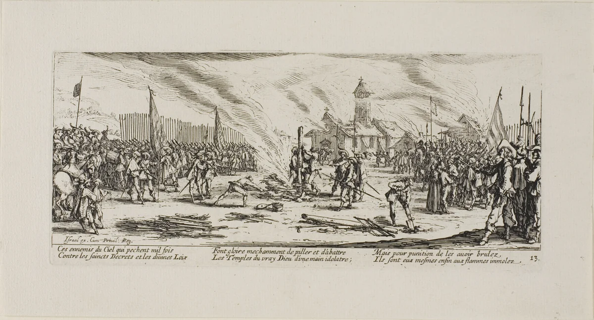 The Stake, plate thirteen from The Miseries of War by Jacques Callot, print, 1633