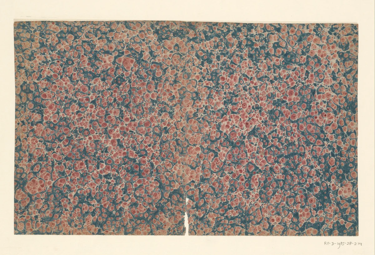 Ringkiezelmarmer in blauw en rood by anonymous, other, 1700-1900