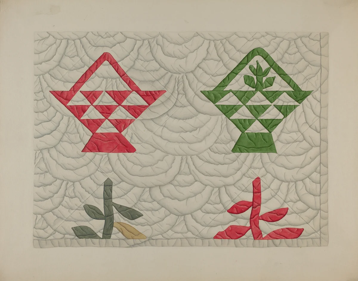 Quilt - Basket Design by Edward White, index of american design, 1937