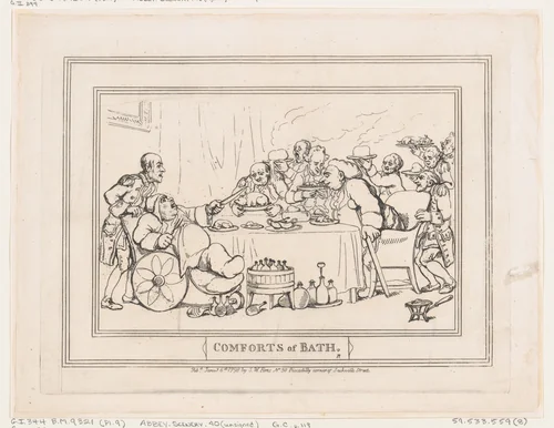 Comforts of Bath, Plate 9 by Thomas Rowlandson, print, 1798