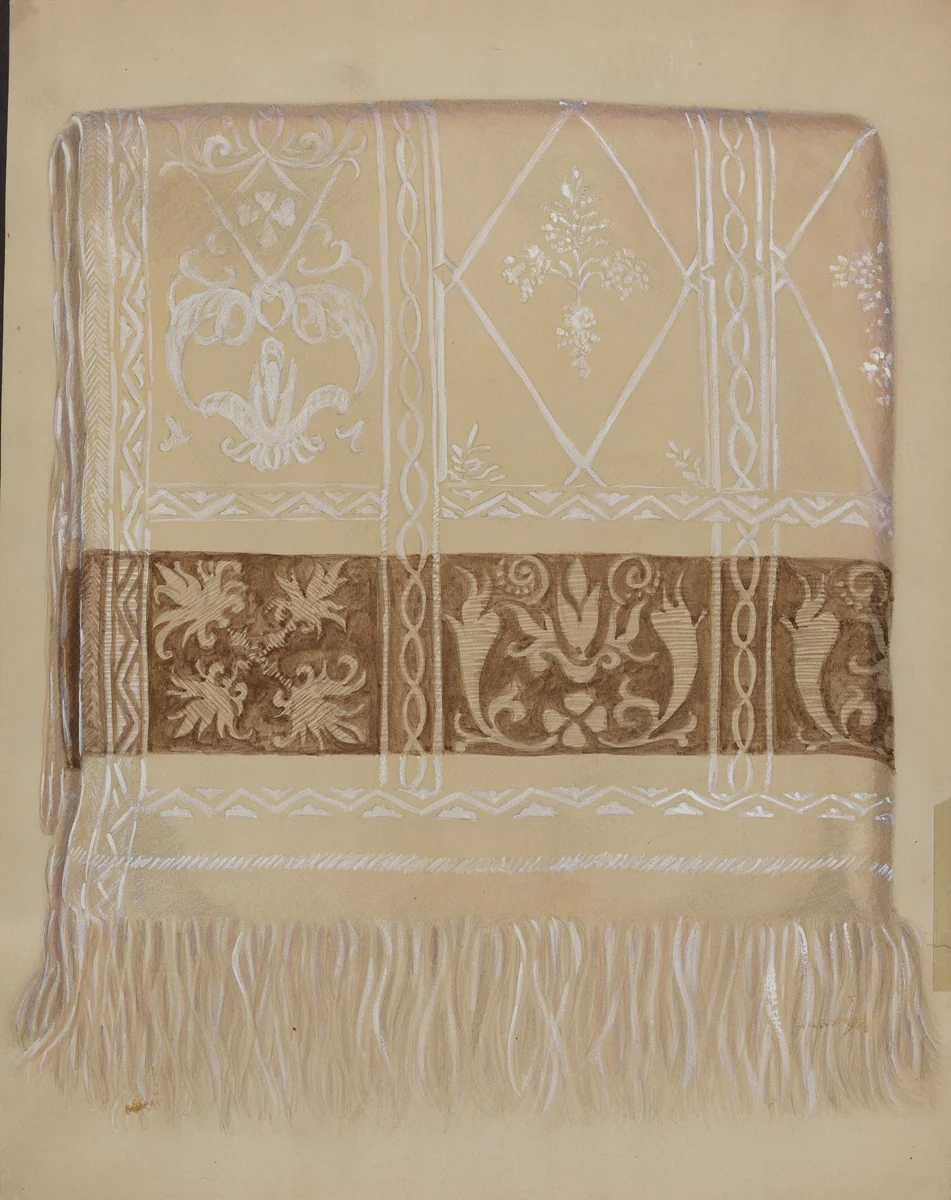 Linen Towel - Brown Border by Eva Wilson, index of american design, 1937