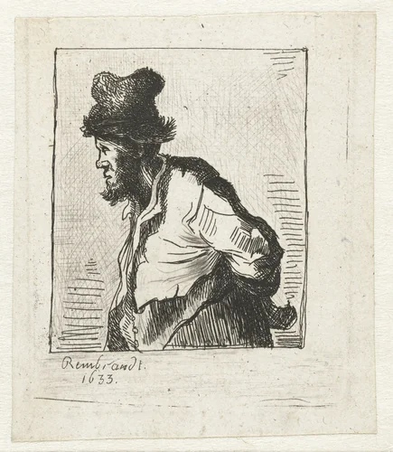 Peasant with his hands behind his back by anonymous, print, 1631
