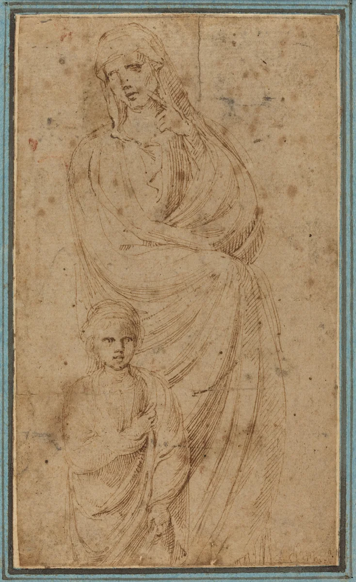Two Figures by Girolamo da Carpi, drawing, 1501-1556