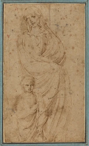 Two Figures by Girolamo da Carpi, drawing, 1501-1556