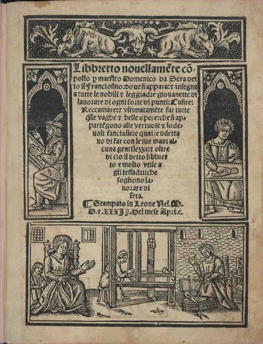Libbretto nouellamete composto per maestro Domenico da Sera...lauorare di ogni sorte di punti, title page (recto) by Domenico da Sera, book, 1532