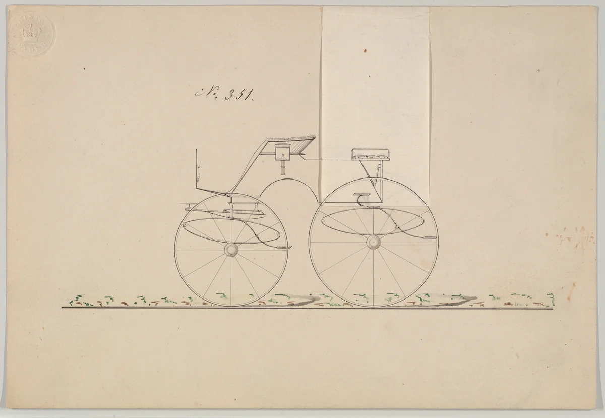 Dog Cart Phaeton #351 by Brewster & Co., drawing, 1850-1870