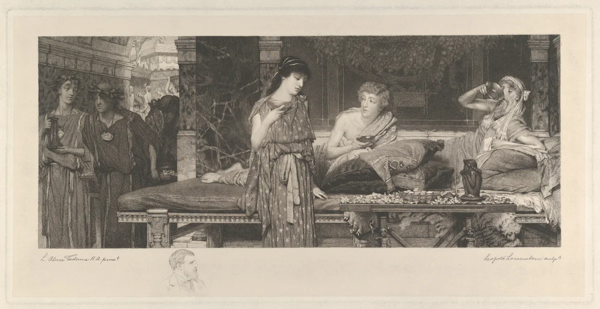 The First Course–The Dinner by Lawrence Alma-Tadema, print, 1881