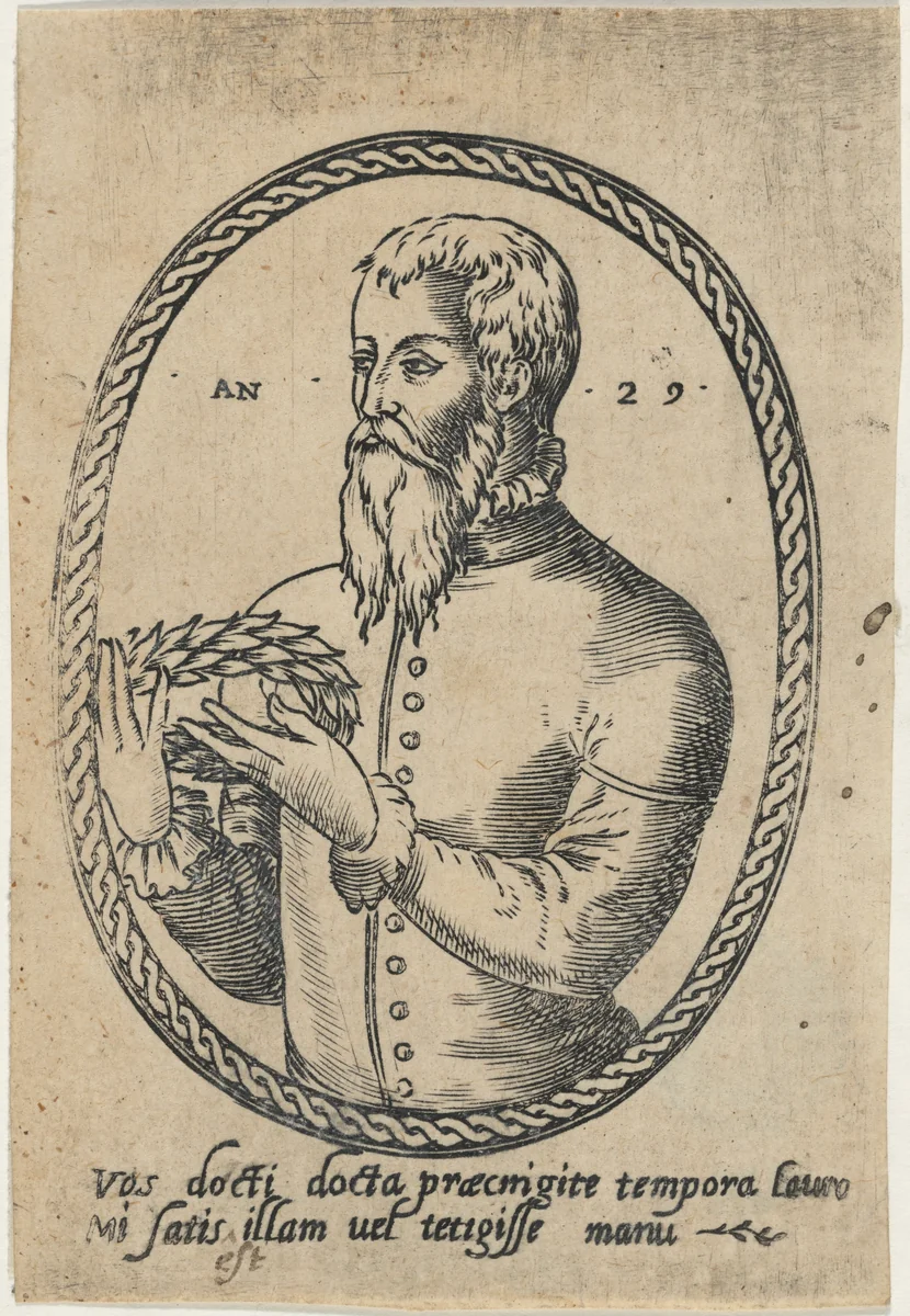 Portrait of a Man Holding a Laurel Wreath by Unknown 19th Century, print, 1800-1899