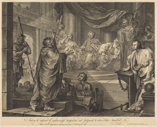 Paul before Felix by William Hogarth, print, 1752