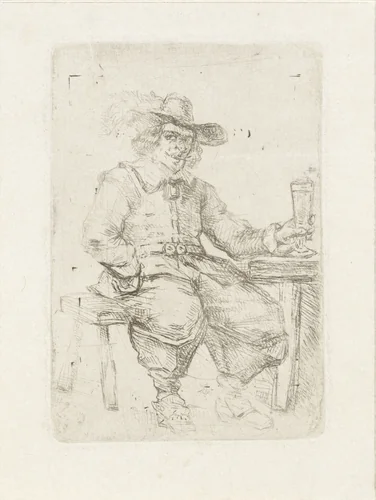 Drinker by Johannes Adrianus Schultz, print, 1830-1863