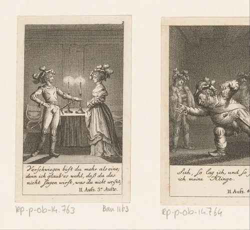 Percy en Lady Percy in gesprek by Daniel Nikolaus Chodowiecki, print, 1785