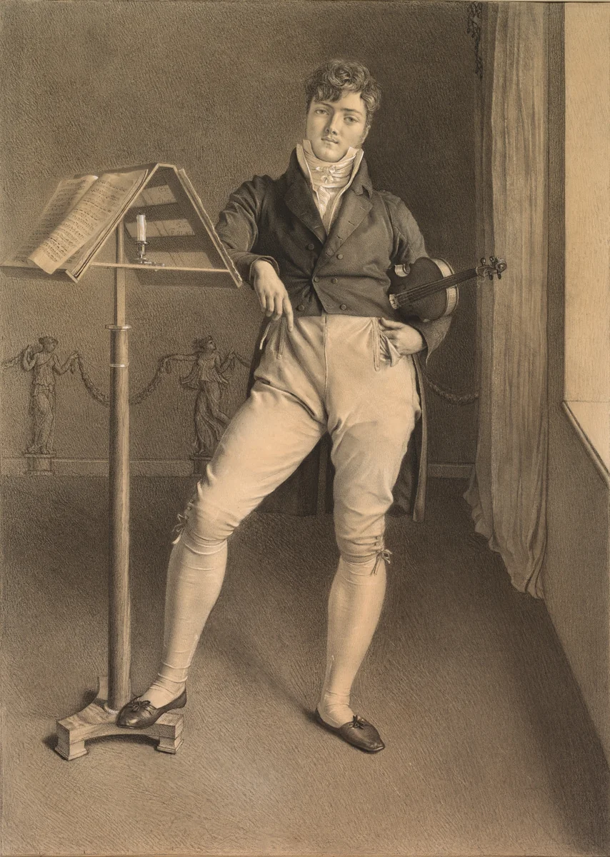 Portrait of Violinist Jean Vidal (1789–1867) by Adrien Victor Auger, drawing, 1808