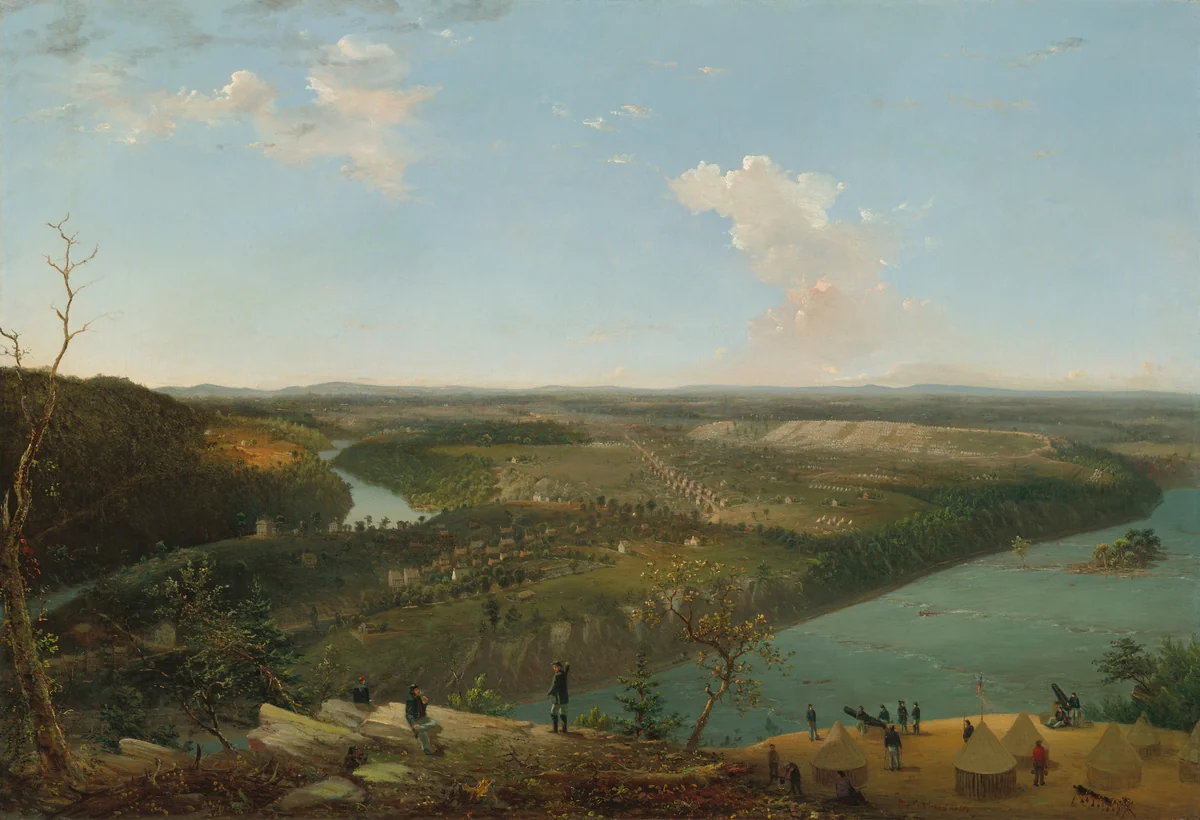 Maryland Heights: Siege of Harpers Ferry by William MacLeod, painting, 1863