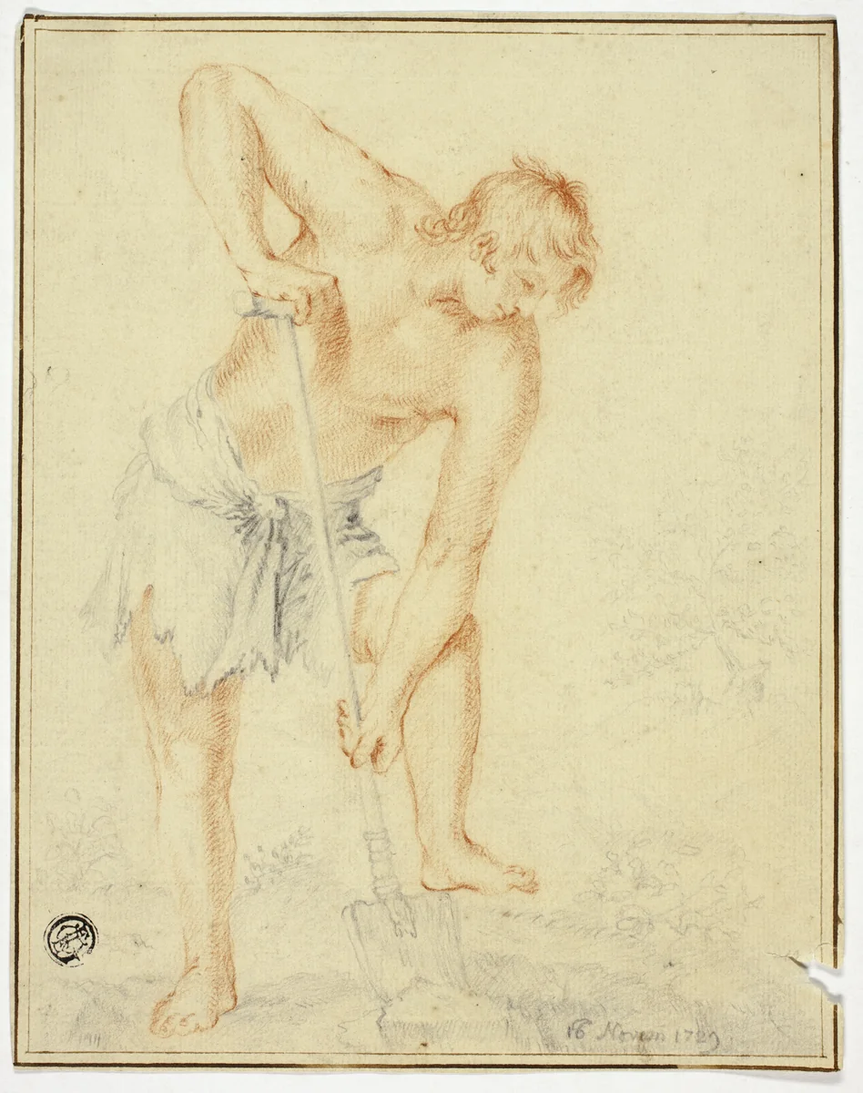 Man with Spade by Giuseppe Cesari, drawing, 1588-1640