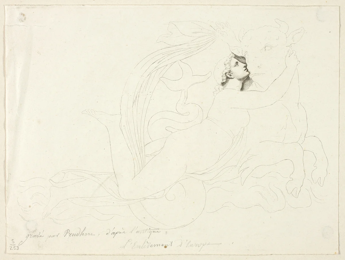 Rape of Europa by Pierre-Paul Prud'hon, print, 1778-1823