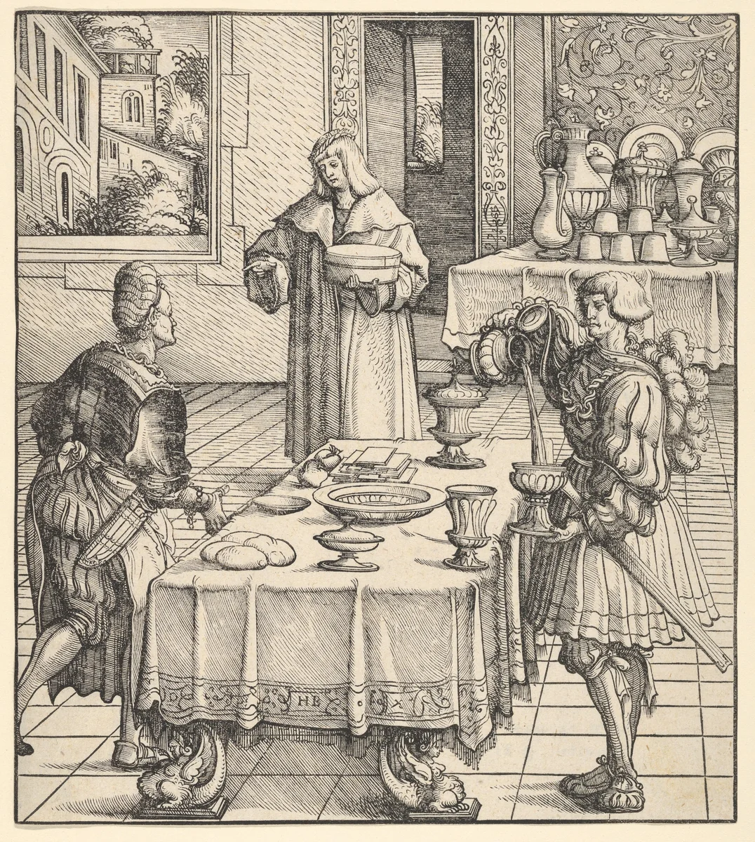 The White King Learning to Conduct a Kitchen, from Der Weisskunig by Hans Burgkmair, print, 1514-1600