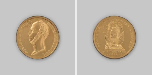 Overlijden van Willem II, koning der Nederlanden by Moses Cohen de Vries junior, metalwork, 1849