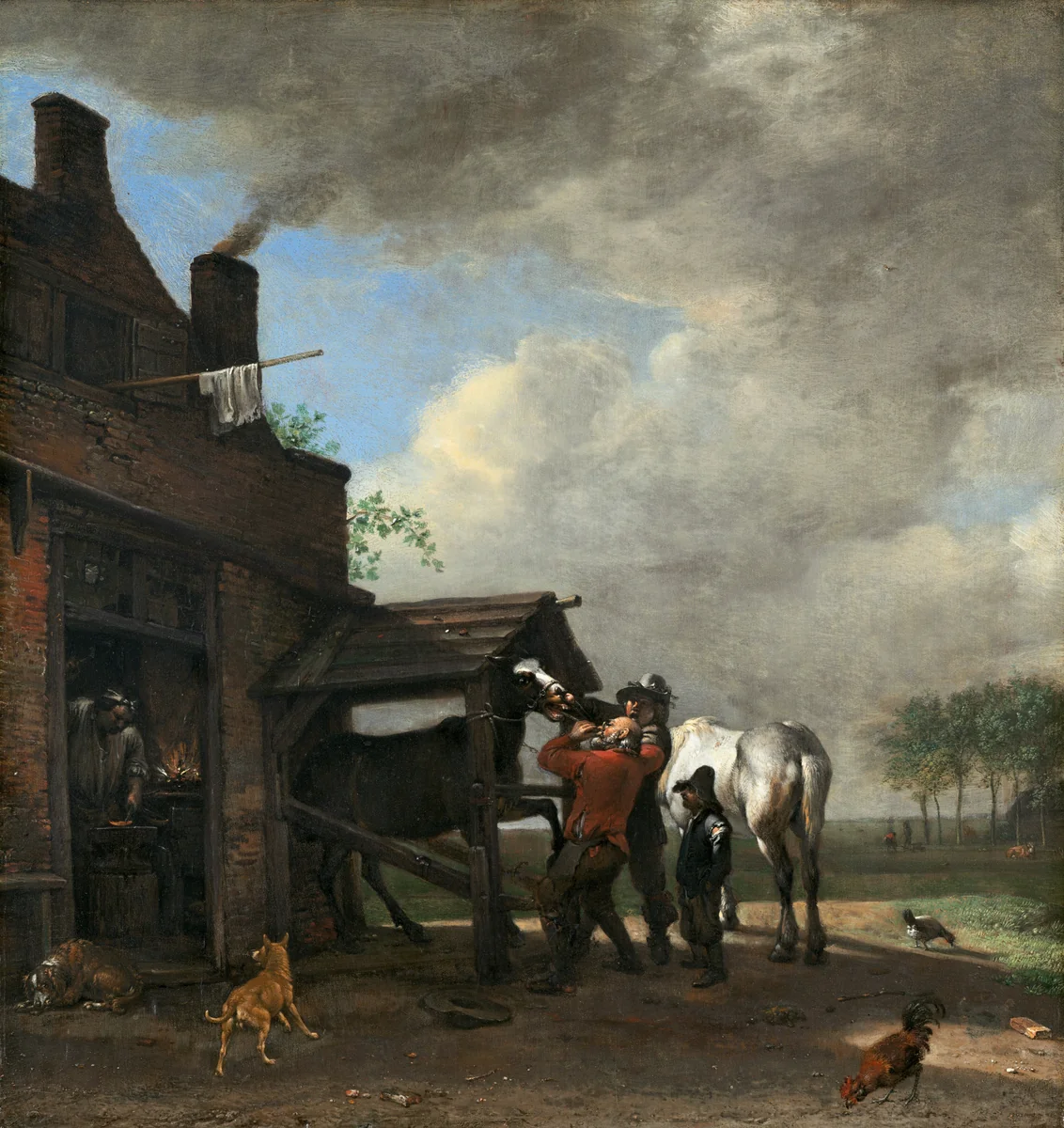 A Farrier's Shop by Paulus Potter, painting, 1648