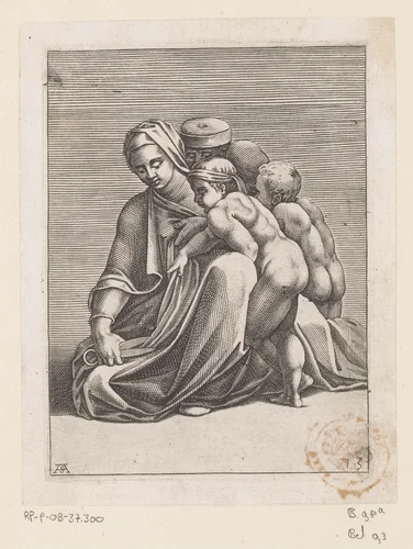 Vrouw met schaar by Unknown, print, 1585
